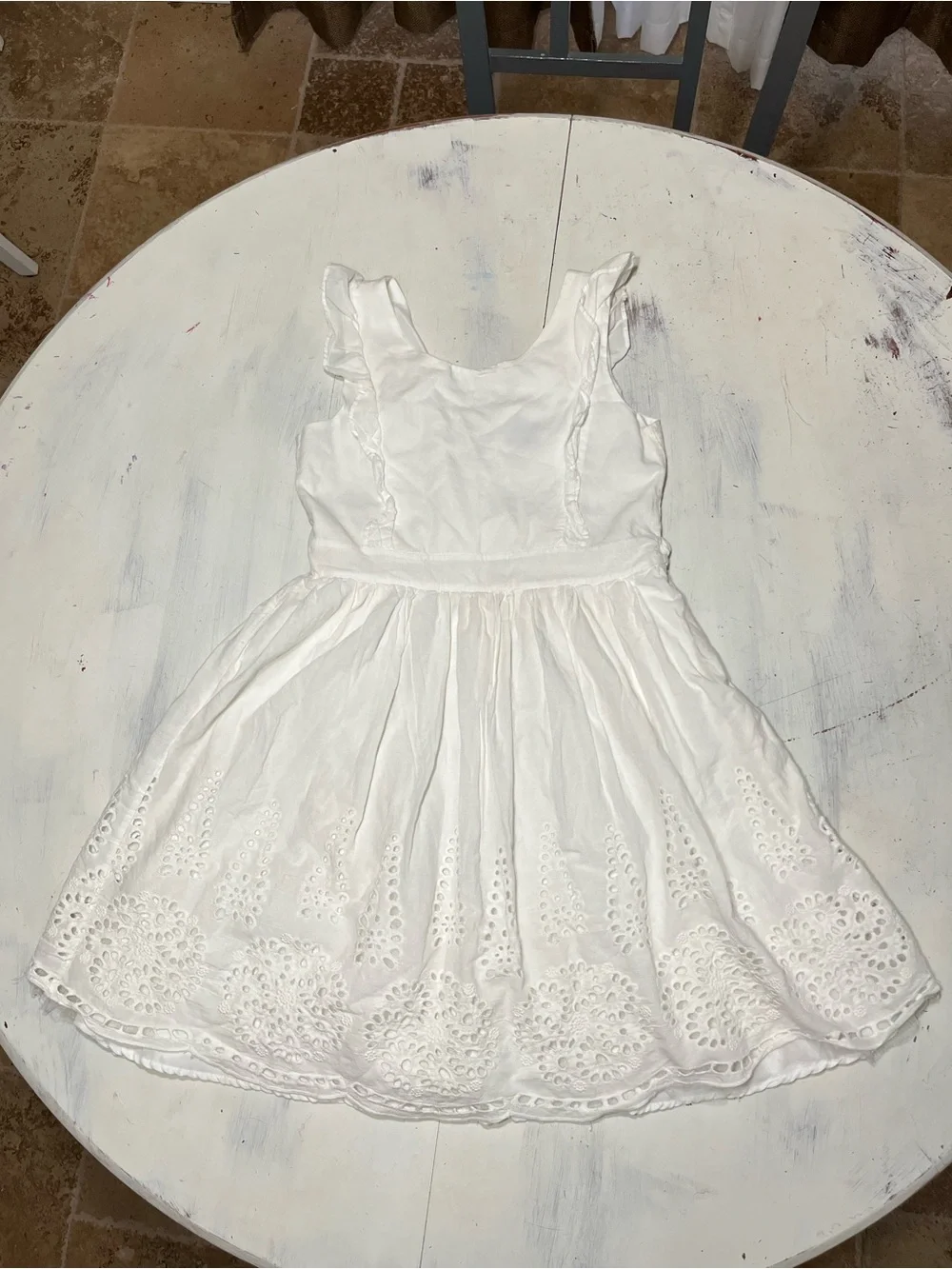 Disney Girls Beauty and the Beast Collection White Cotton Eyelet Dress Sz 14/16